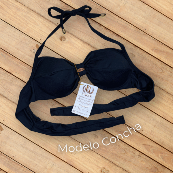 Biquíni Top Cropped Modelo Concha Preto Lynar