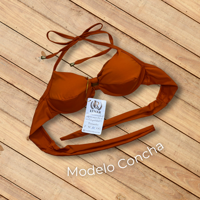 Biquíni Top Cropped Terracota Modelo Concha Lynar