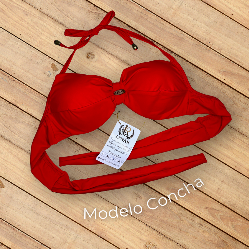 Biquíni Top Cropped Concha Vermelho Lynar