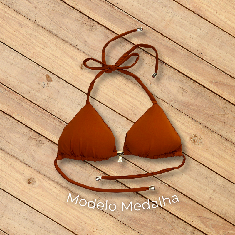 Biquíni cortininha terracota da marca Lynar